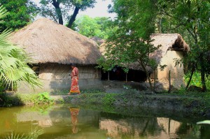 Image of villagers' earthen huts
